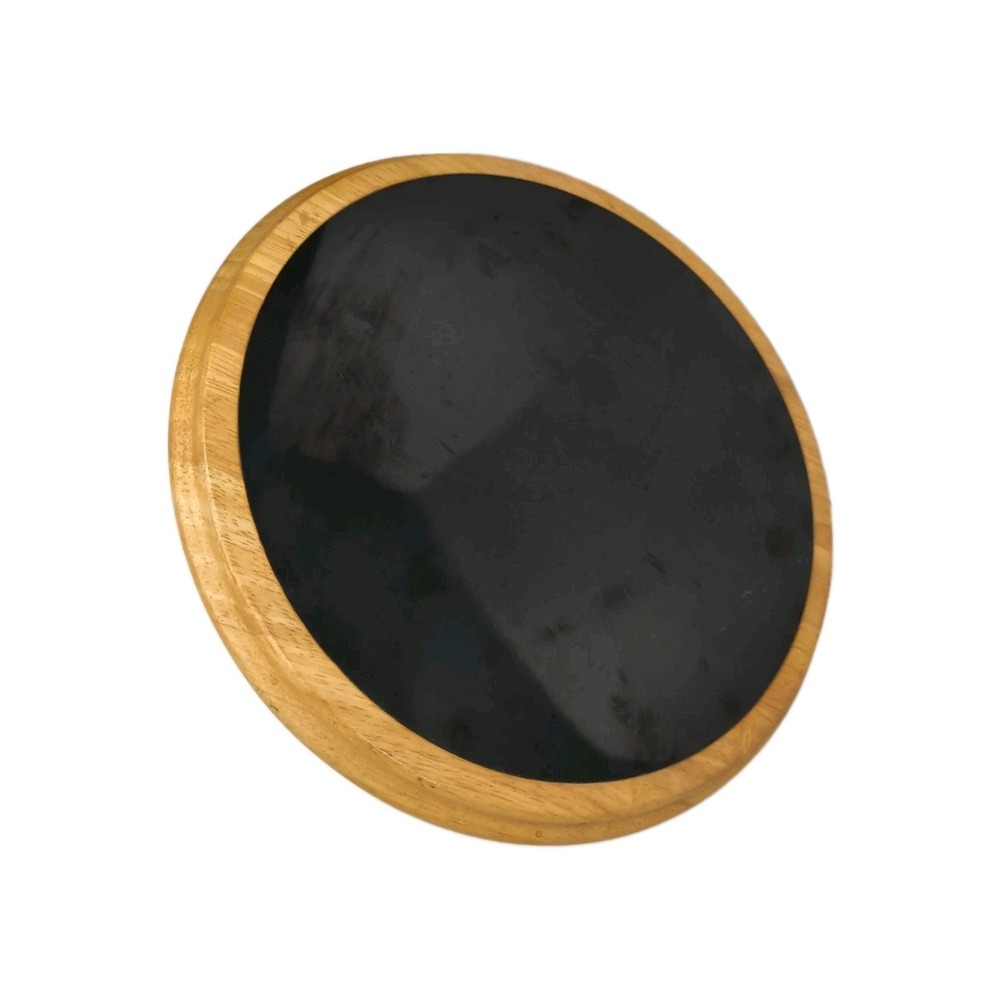 Crate &Barrel 13" Wood&Slate 2010 Lazy Susan Turntable Tray-SKU 512468-SEE PHOTO
